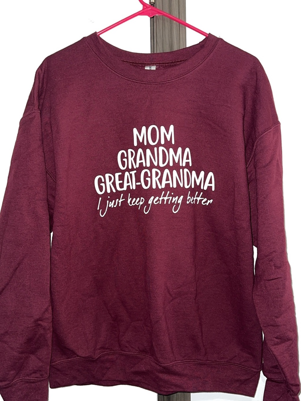 Gildan Burgundy Crewneck Sweatshirt with White Family Phrase